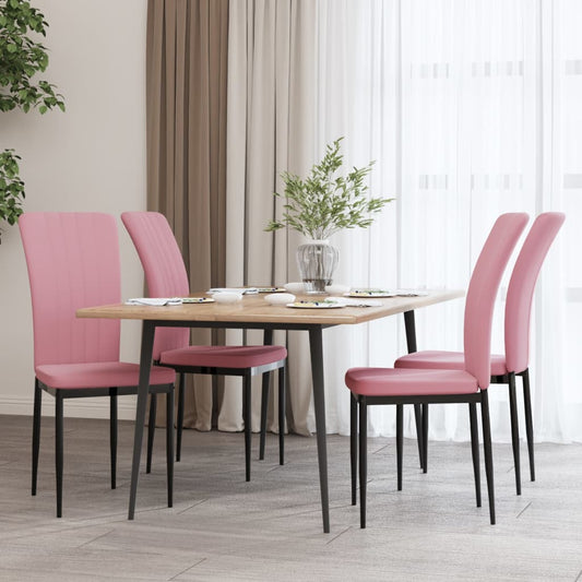 Eetkamerstoelen 4 st fluweel roze