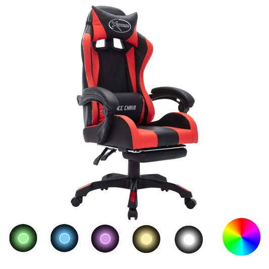 Racestoel met RGB LED-verlichting kunstleer rood en zwart