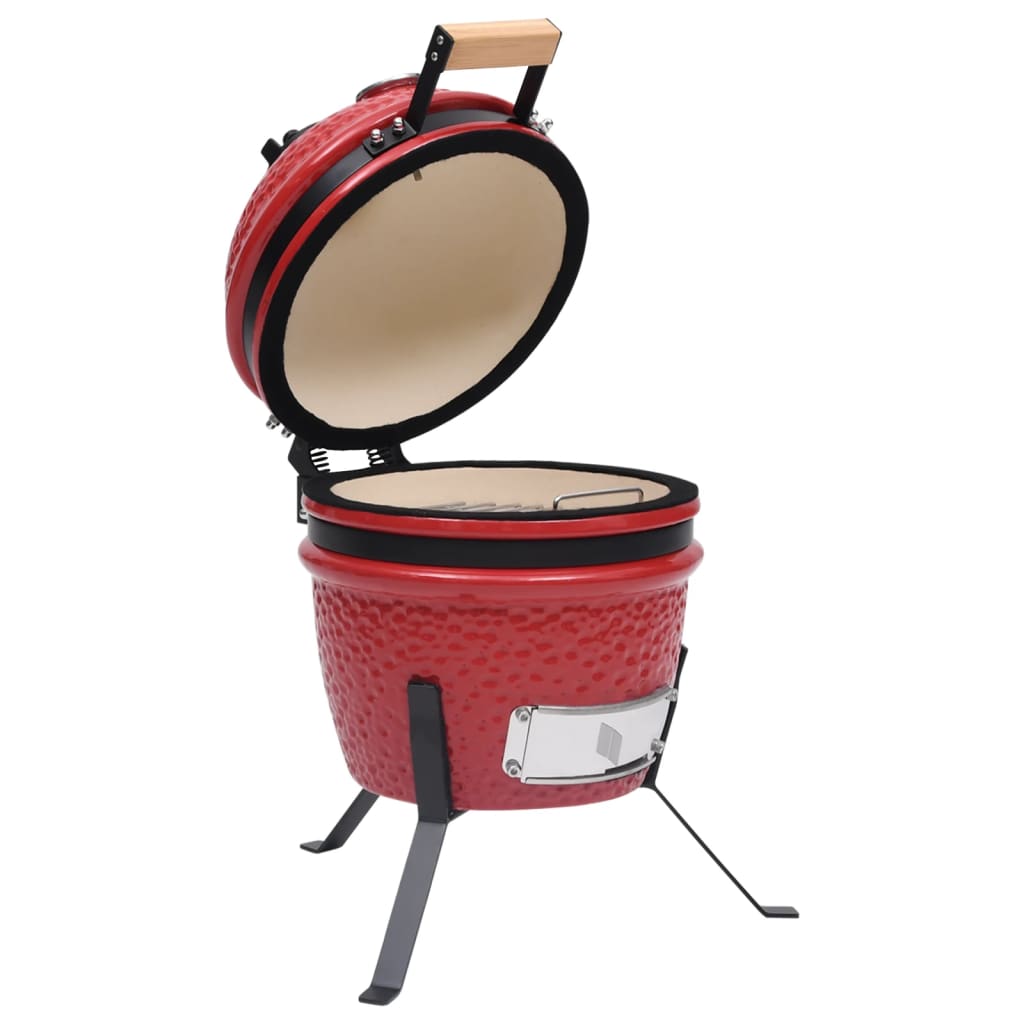 Kamado barbecue 2-in-1 56 cm keramiek rood