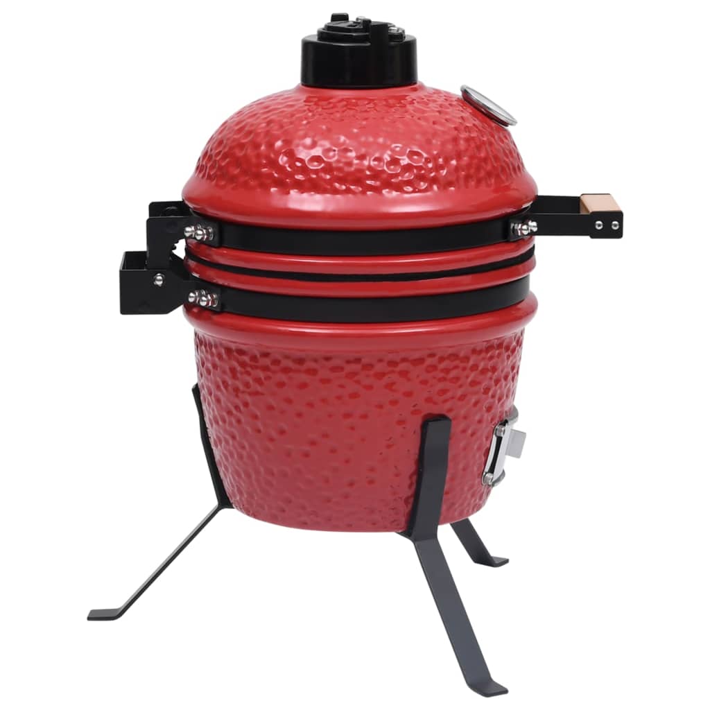 Kamado barbecue 2-in-1 56 cm keramiek rood