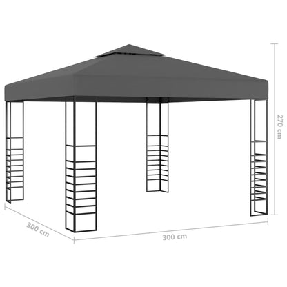 Tuinpaviljoen met LED-lichtslinger 3x3 m antracietkleurig