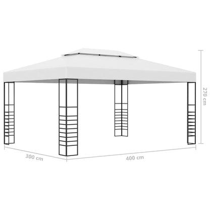 Prieel met LED-lichtslinger 4x3x2,7 m wit