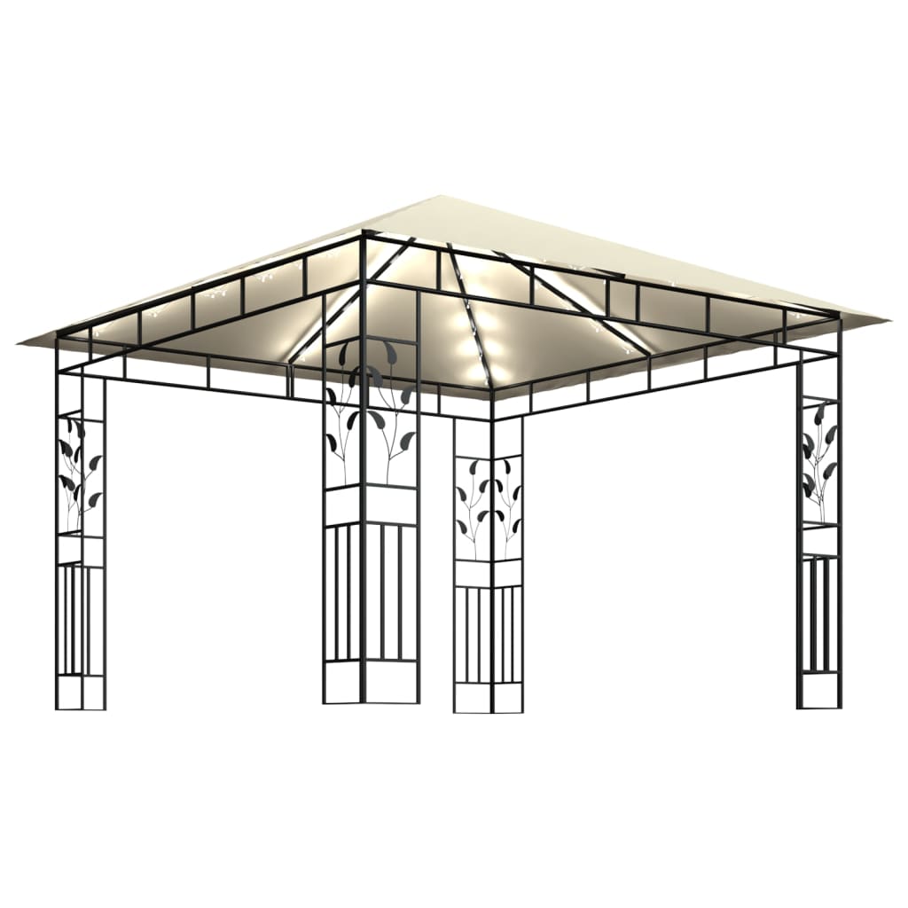 Prieel met klamboe LED-lichtslinger 180 g/m² 3x3x2,73 m crème