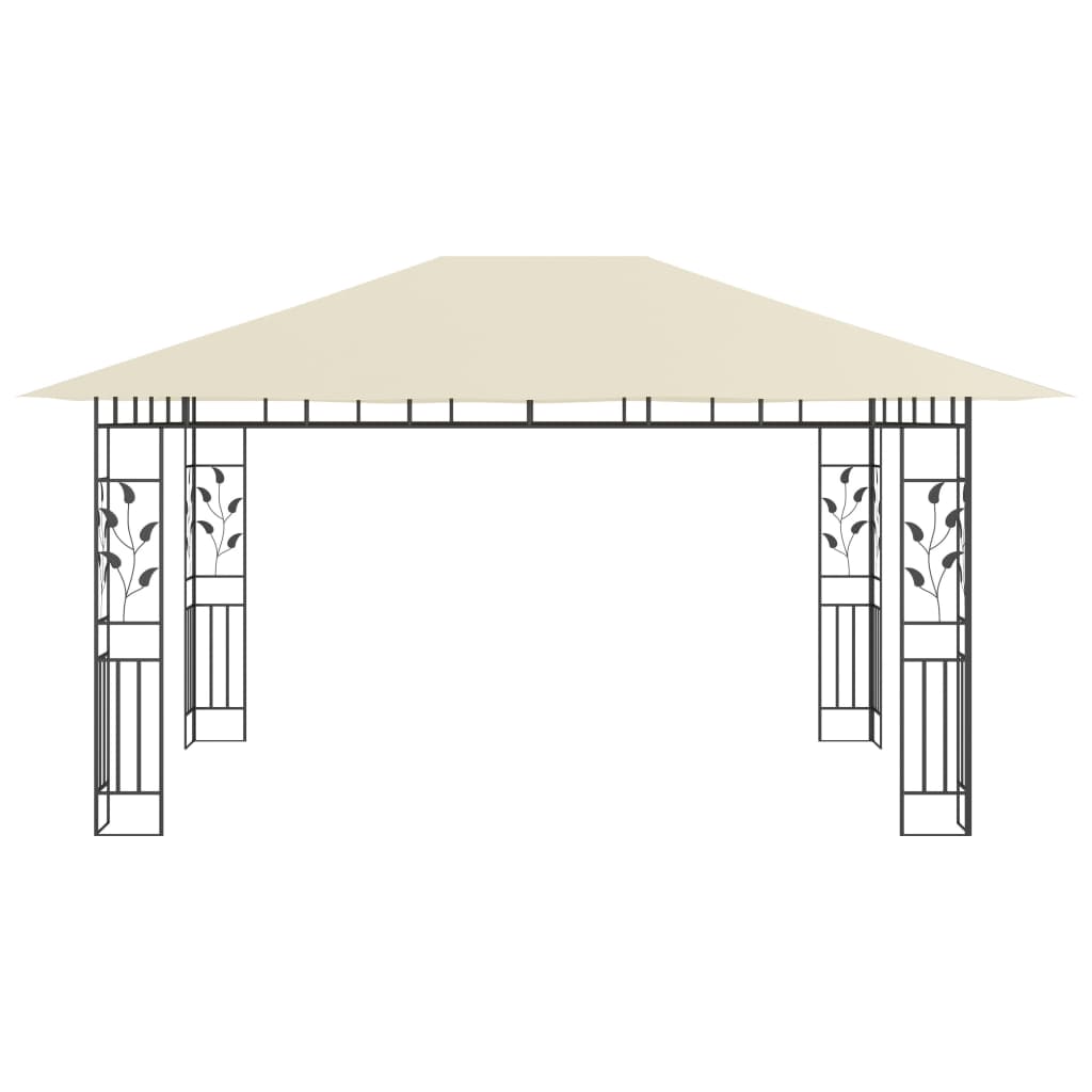 Prieel met klamboe LED-lichtslinger 180 g/m² 4x3x2,73 m crème