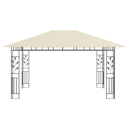 Prieel met klamboe LED-lichtslinger 180 g/m² 4x3x2,73 m crème