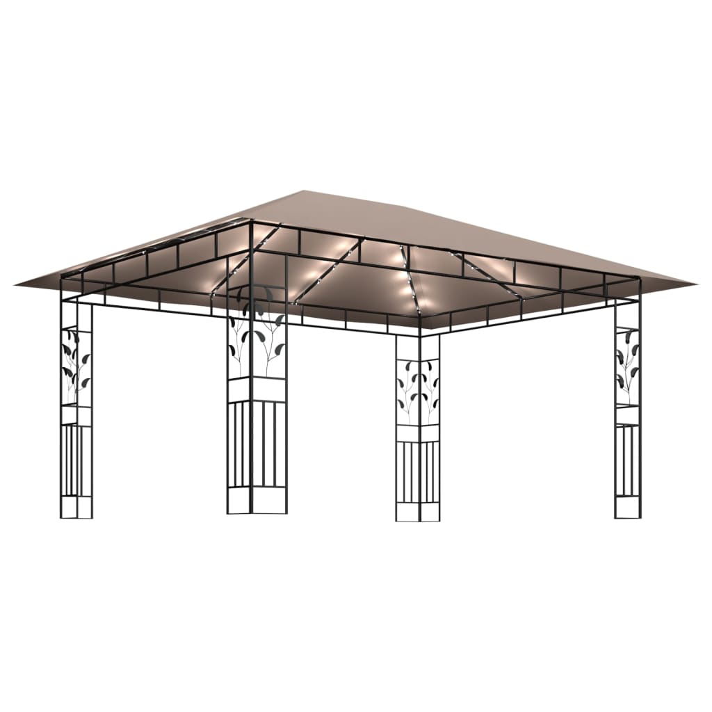 Prieel met klamboe LED-lichtslinger 180 g/m² 4x3x2,73 m taupe