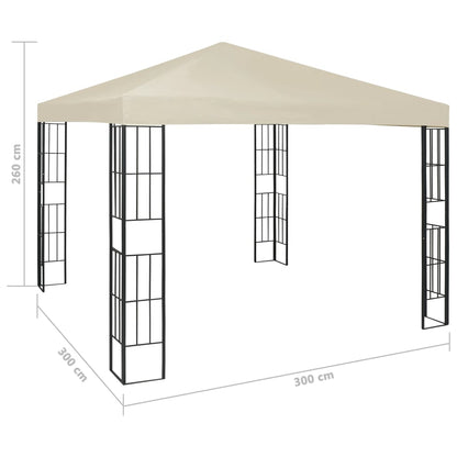 Prieel met LED-lichtslinger 3x3 m crèmekleurig