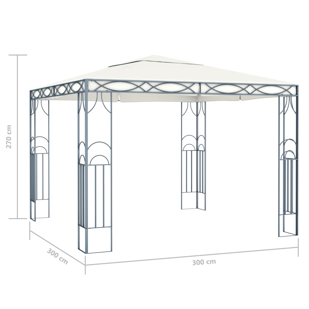 Prieel met LED-lichtslinger 300x300 cm crèmekleurig