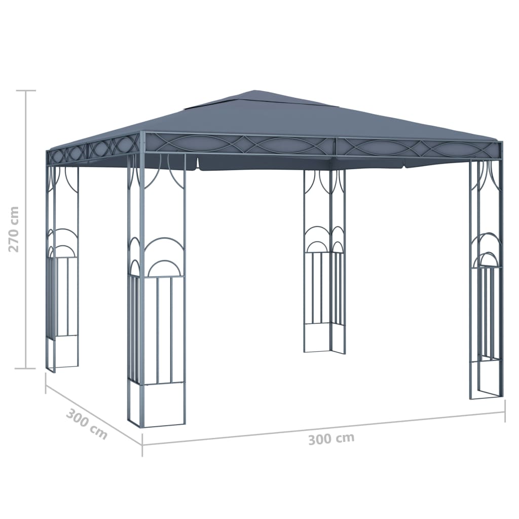 Prieel met LED-lichtslinger 300x300 cm antracietkleurig