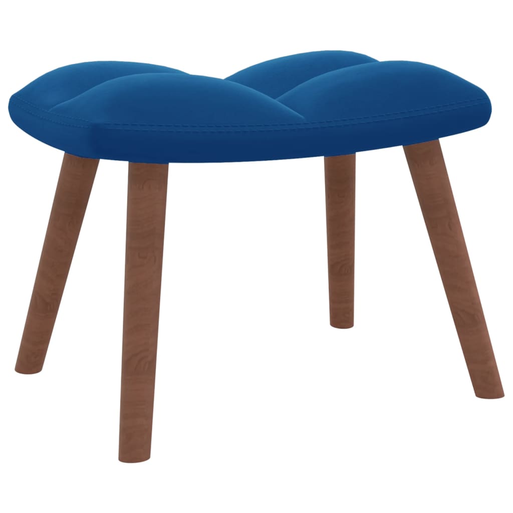 Relaxstoel met voetenbank fluweel blauw
