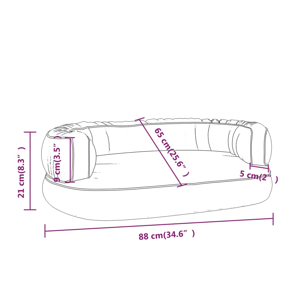 Hondenmand 88x65 cm met ergonomisch schuim kunstleer grijs