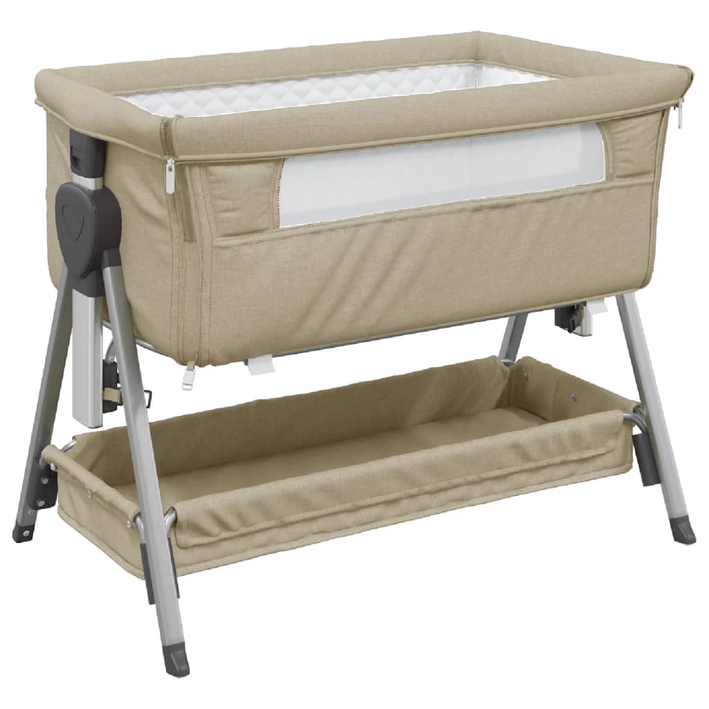 Babybed met matras linnen taupe