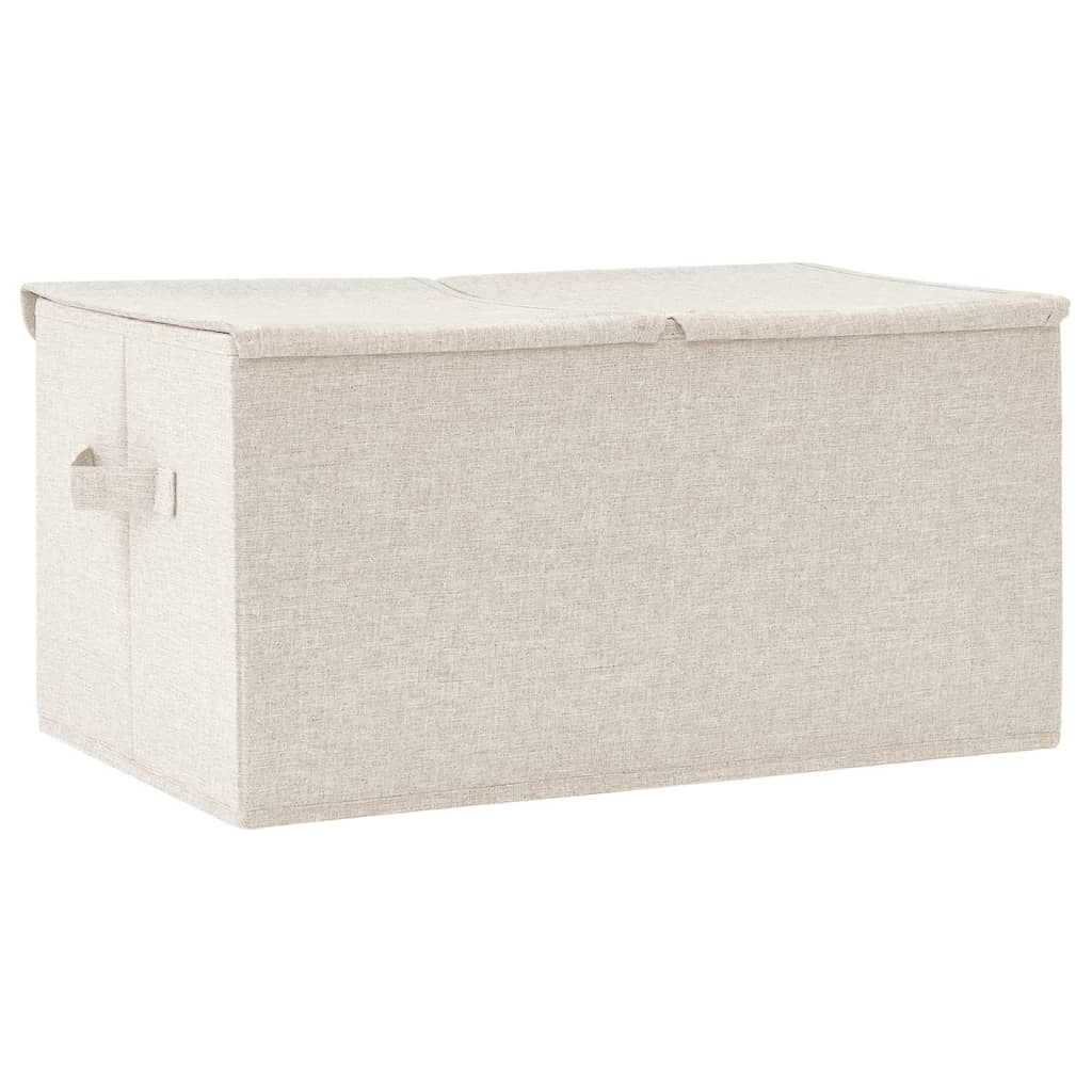 Opbergbox 50x30x25 cm stof crèmekleurig