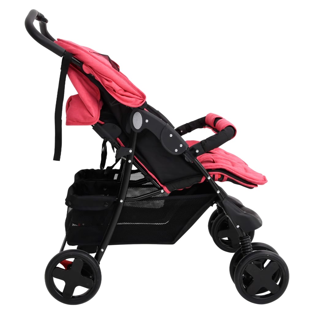 Tweelingkinderwagen staal rood