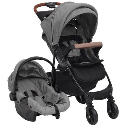 Kinderwagen 3-in-1 staal lichtgrijs