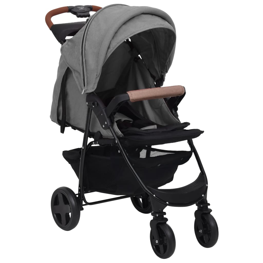 Kinderwagen 3-in-1 staal lichtgrijs