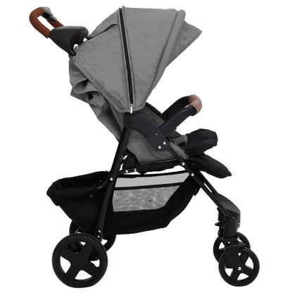 Kinderwagen 3-in-1 staal lichtgrijs