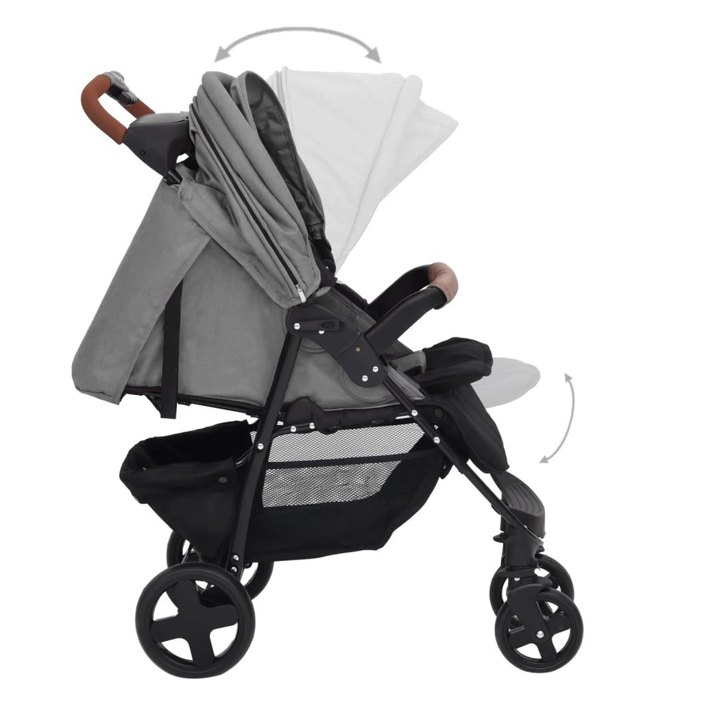 Kinderwagen 3-in-1 staal lichtgrijs