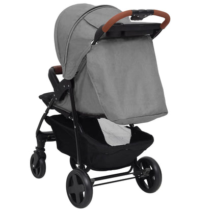 Kinderwagen 3-in-1 staal lichtgrijs