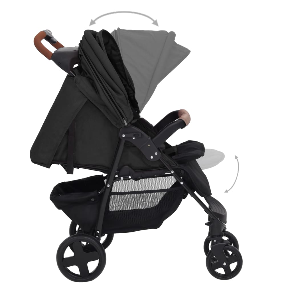 Kinderwagen 3-in-1 staal antracietkleurig