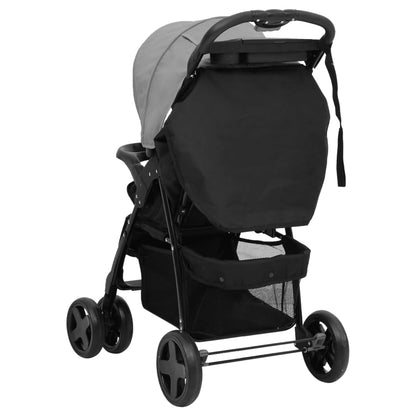 Kinderwagen 2-in-1 staal lichtgrijs en zwart