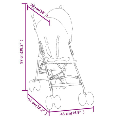 Kinderbuggy staal lichtgrijs en zwart