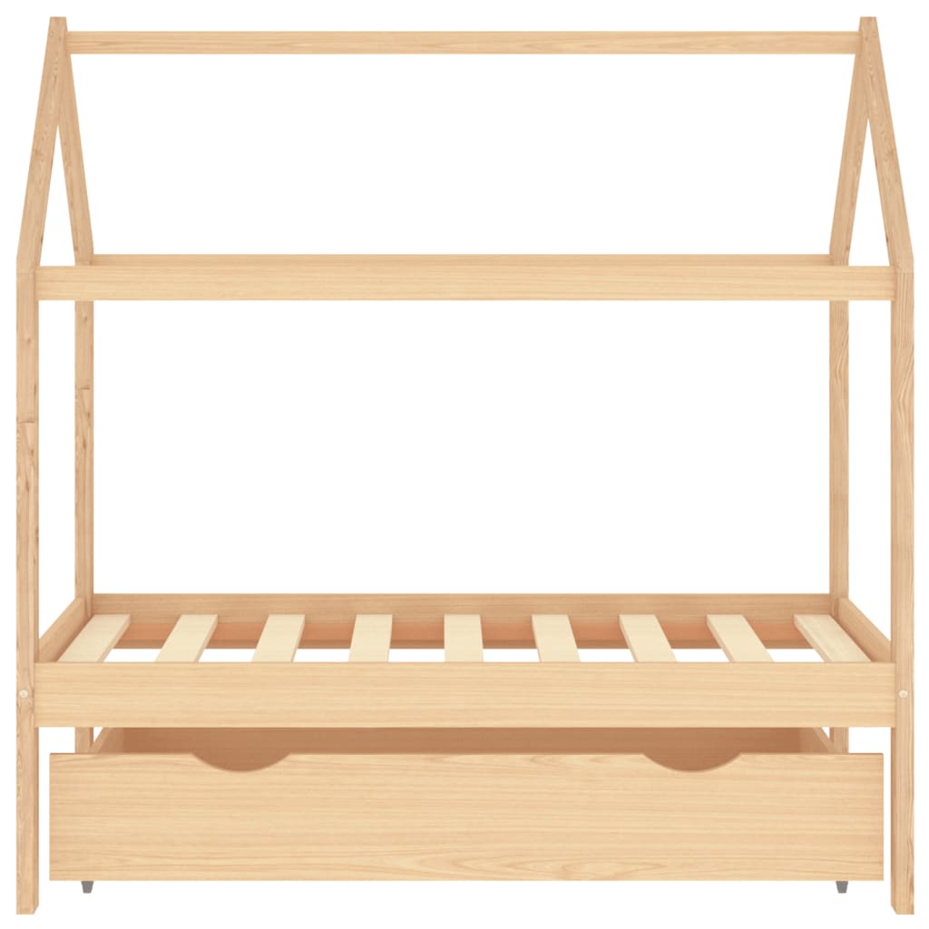 Kinderbedframe met lade massief grenenhout 70x140 cm