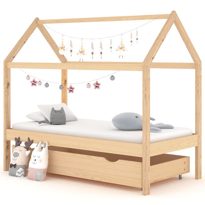 Kinderbedframe met lade massief grenenhout 80x160 cm