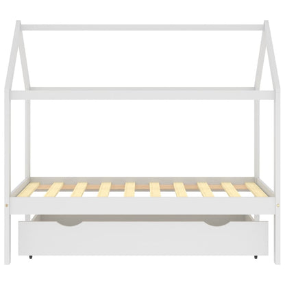 Kinderbedframe met lade massief grenenhout wit 80x160 cm