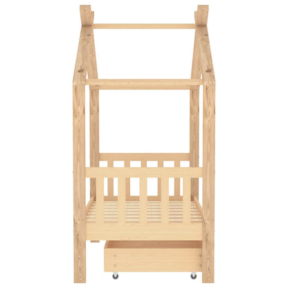 Kinderbedframe met lade massief grenenhout 70x140 cm