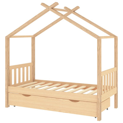 Kinderbedframe met lade massief grenenhout 80x160 cm