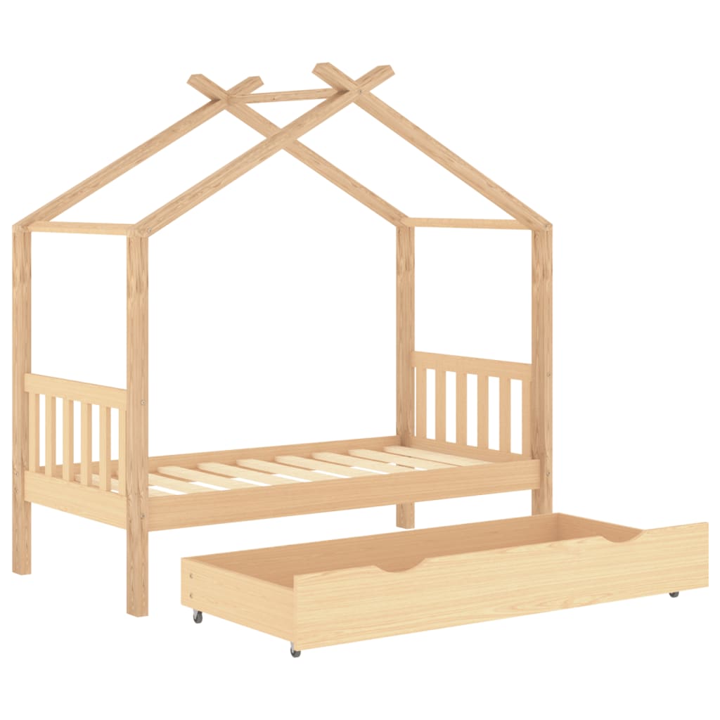 Kinderbedframe met lade massief grenenhout 80x160 cm