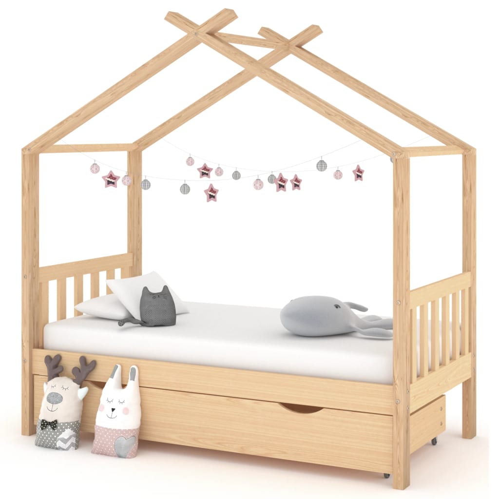 Kinderbedframe met lade massief grenenhout 80x160 cm