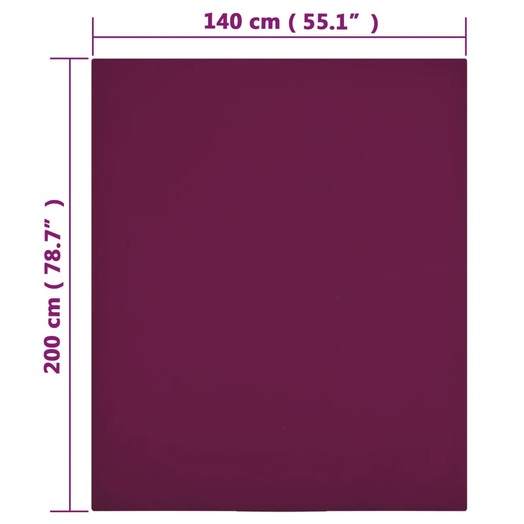 Hoeslakens 2 st jersey 140x200 cm katoen bordeauxrood