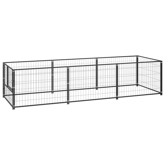 Hondenkennel 3 m² staal zwart