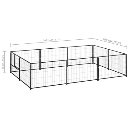 Hondenkennel 6 m² staal zwart