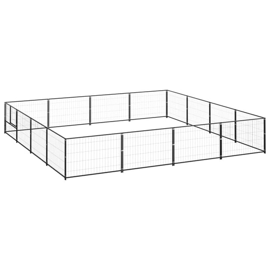 Hondenkennel 16 m² staal zwart