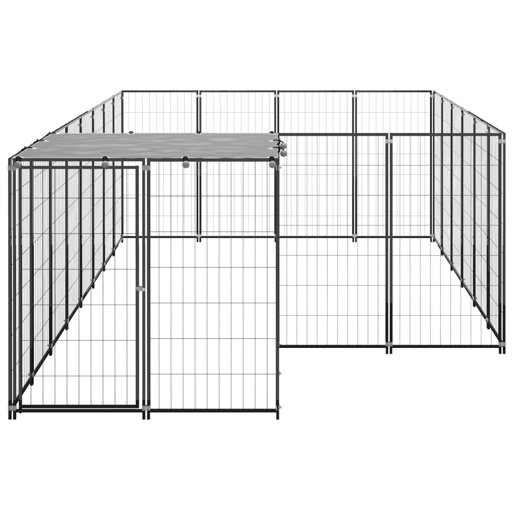 Hondenkennel 8,47 m² staal zwart