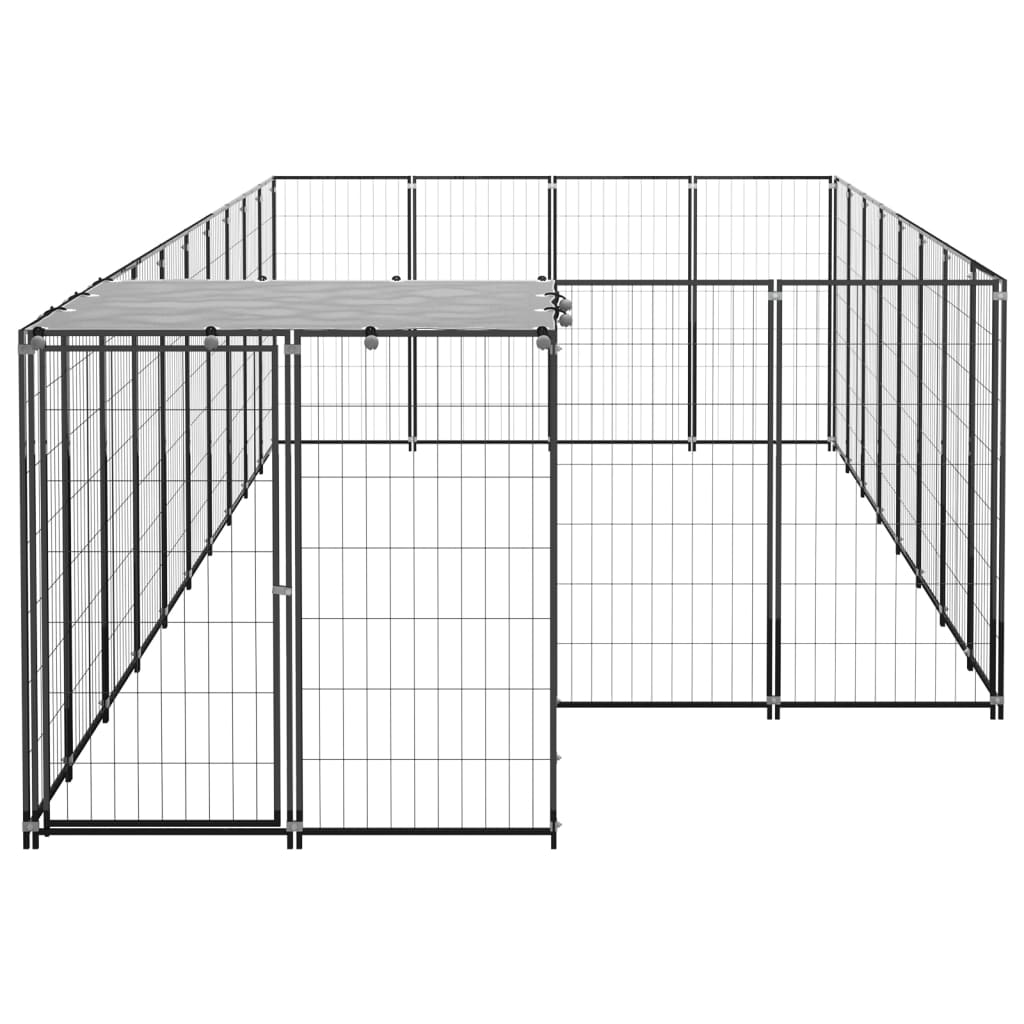 Hondenkennel 10,89 m² staal zwart