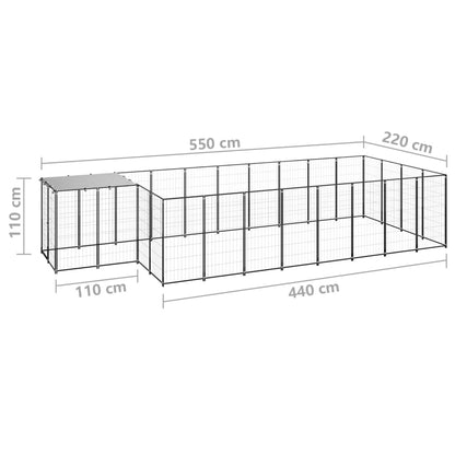 Hondenkennel 10,89 m² staal zwart