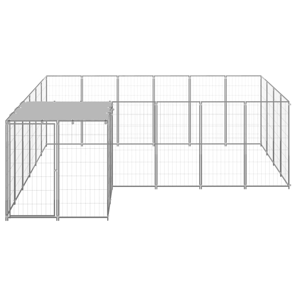 Hondenkennel 8,47 m² staal zilverkleurig