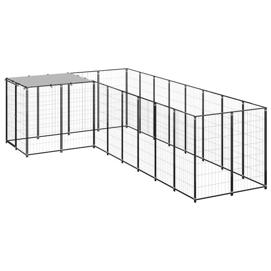 Hondenkennel 6,05 m² staal zwart