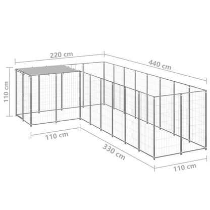 Hondenkennel 6,05 m² staal zilverkleurig