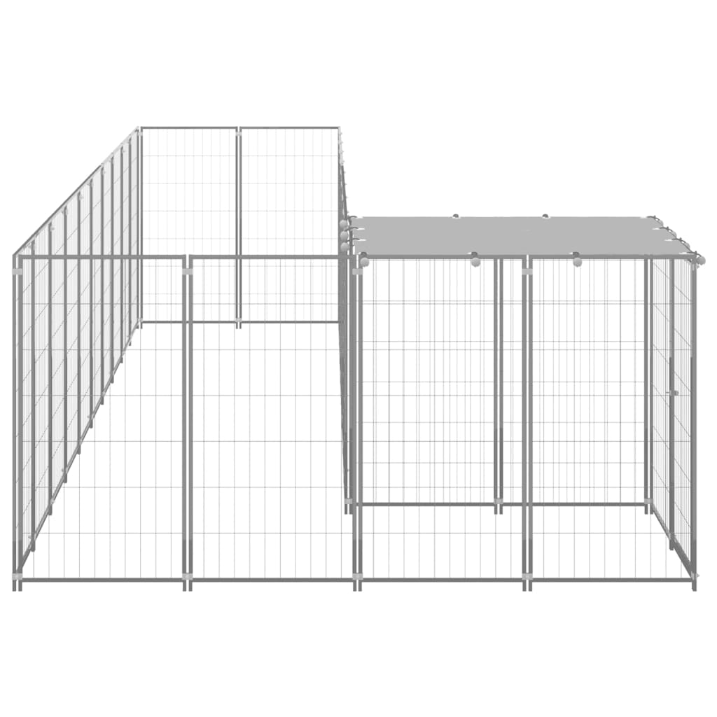 Hondenkennel 7,26 m² staal zilverkleurig