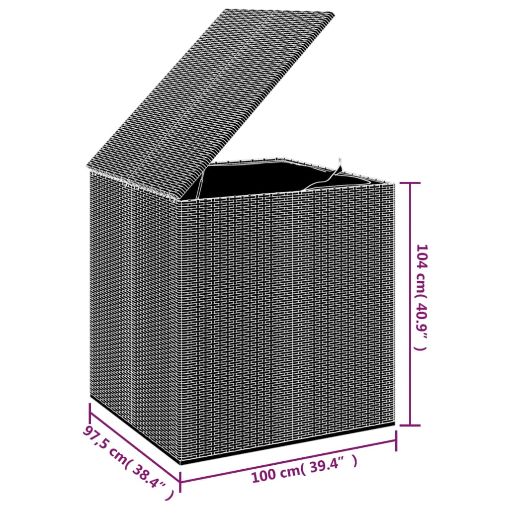 Tuinbox 100x97,5x104 cm polyetheen rattan zwart