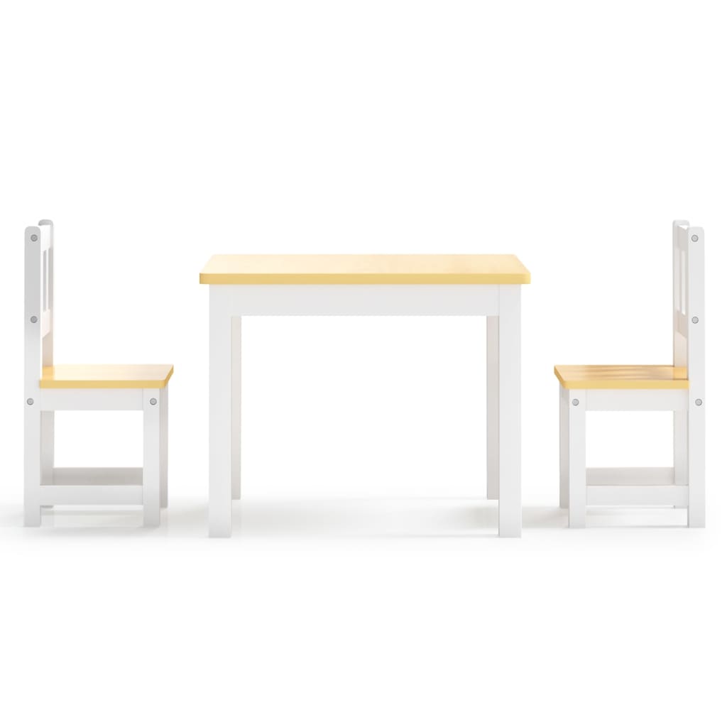 3-delige Kindertafel- en stoelenset MDF wit en grijs