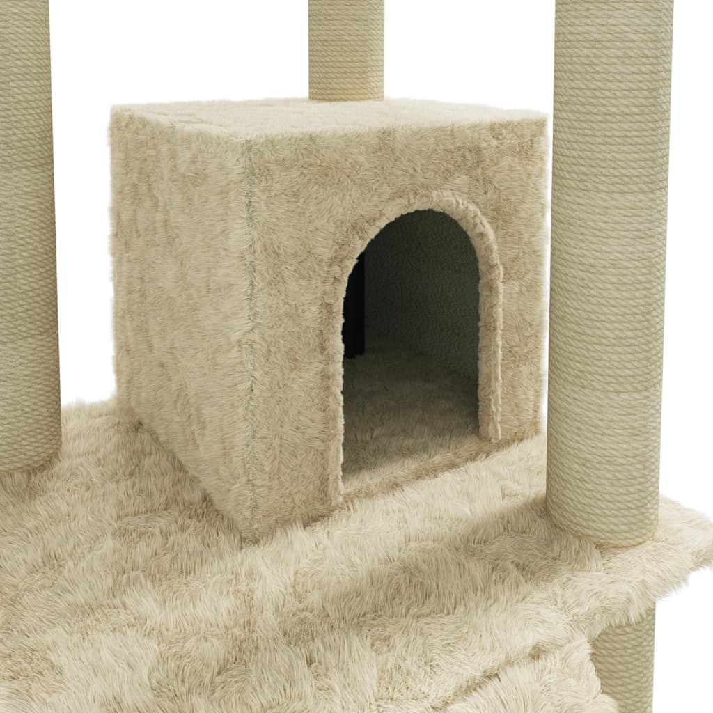 Kattenmeubel met sisal krabpalen 155 cm crèmekleurig