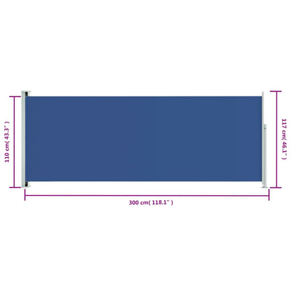 Windscherm uittrekbaar 117x300 cm blauw