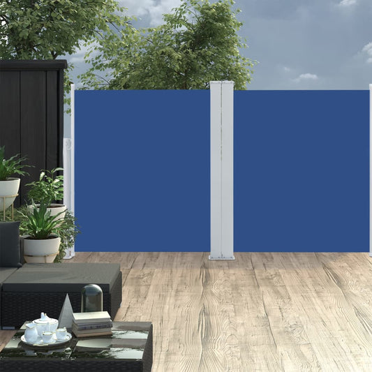 Windscherm uittrekbaar 160x600 cm blauw