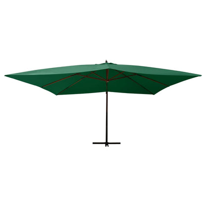 Zweefparasol met houten paal 400x300 cm groen